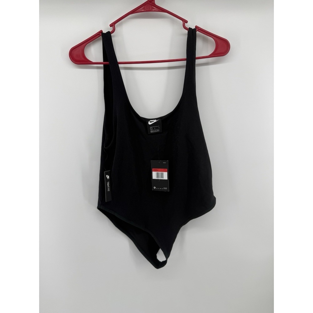 Nike Women's Tight Fit Black Sleeveless Bodysuit Scoop Neck Size L NWT